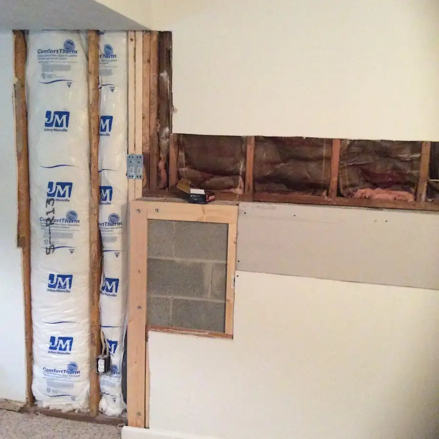 Wall insulation replacement during Basement Flood Cleanup in Eden Prairie